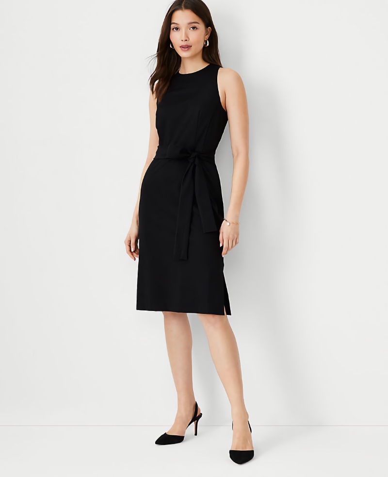 Ann Taylor Cutaway Shoulder Tie Waist Dress in Knit $113.30