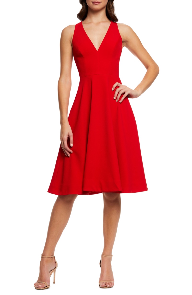 Dress the Population Catalina Fit & Flare Cocktail Dress in Red $182