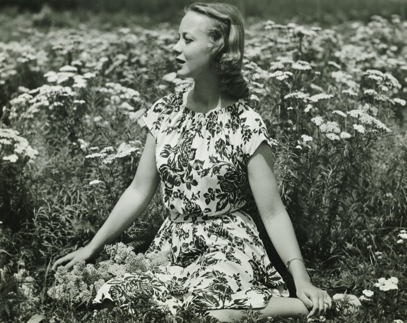 Floral Print Dress 1940s Fashion