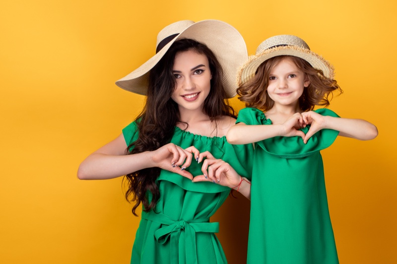 Green Dresses Straw Hats Coordinating