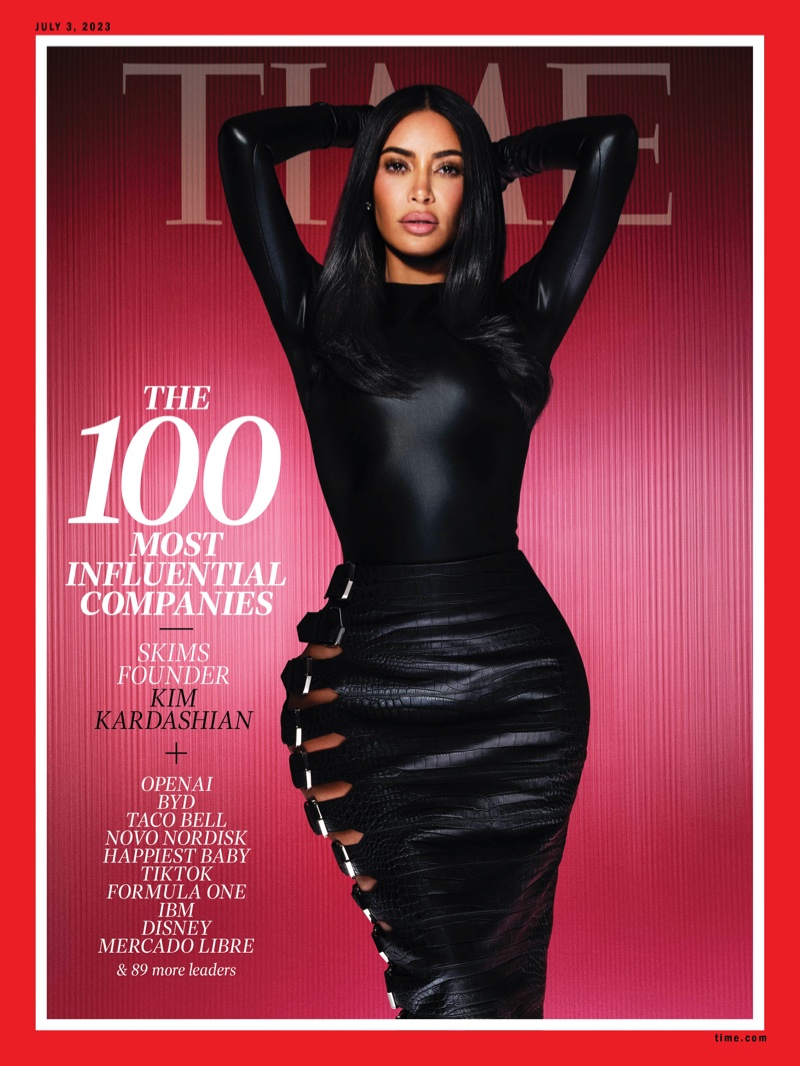 Kim Kardashian West poses in sleek black dress