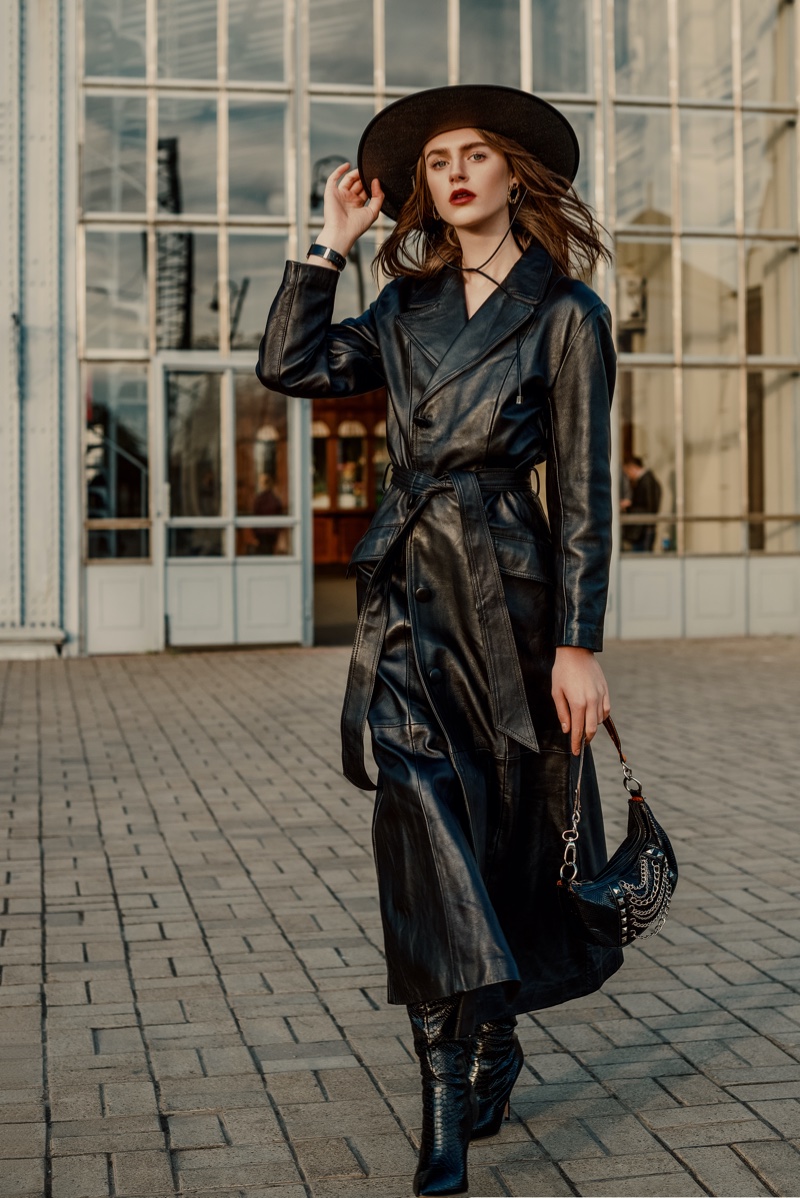 Leather Trench Coat Black Outfit