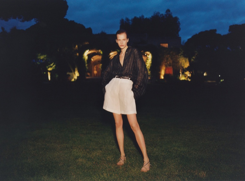 Model Aivita Muze shines in Massimo Dutti's June 2023 collection, showcasing chic summer outfits.