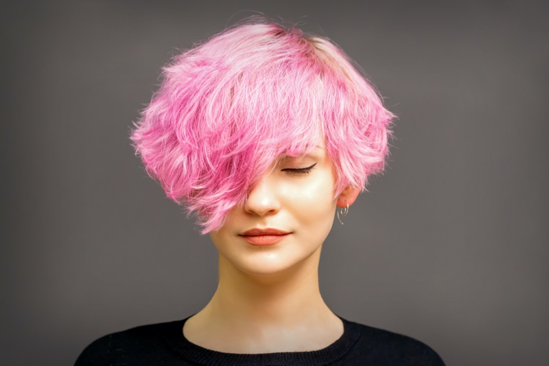 Pink Asymmetrical Hairstyle