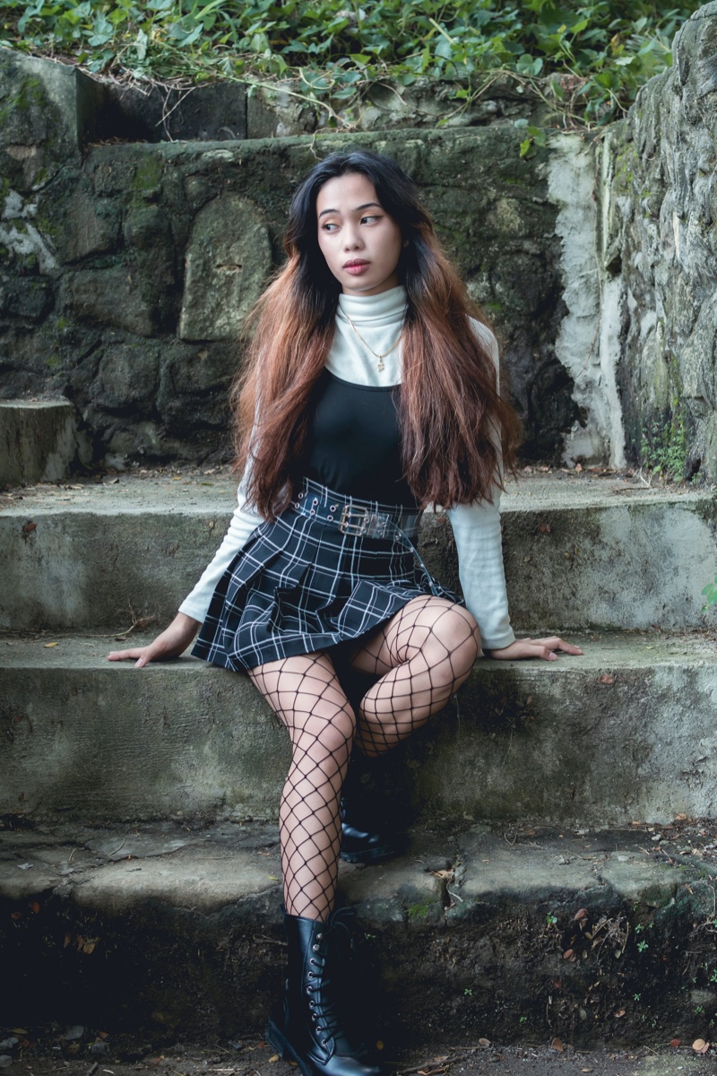 Plaid Skirt Fishnets Outfit E-girl