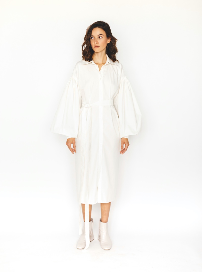 Puff Sleeve Shirt Dress Minimalist Fashion