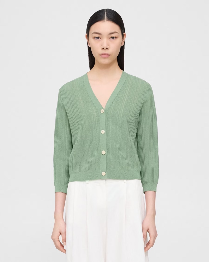 Theory Shrunken Cardigan in Leaf