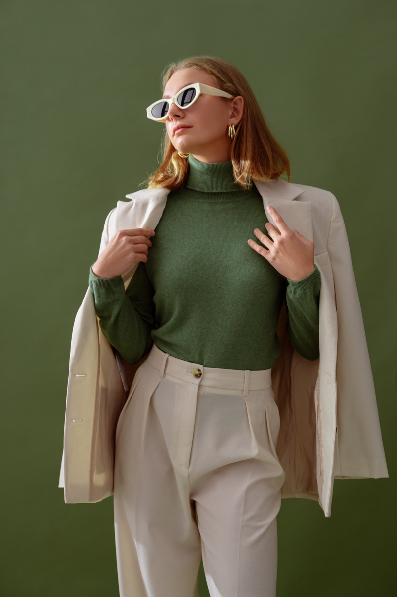 Turtleneck Pantsuit Sunglasses Country Club