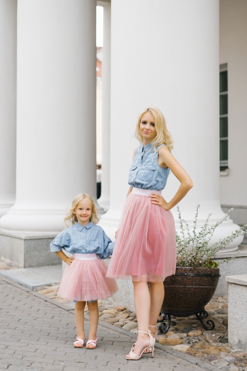 Tutu Denim Outfits Mom Daughter