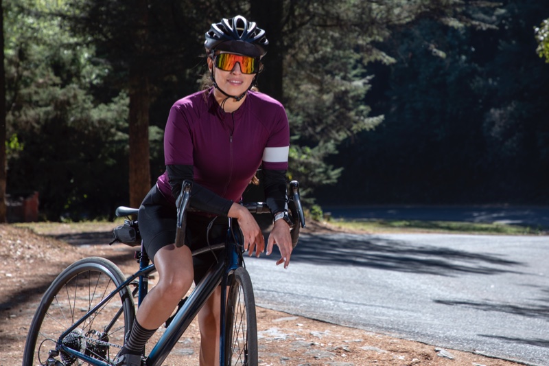 Woman Bike Trail Helmet Sunglasses