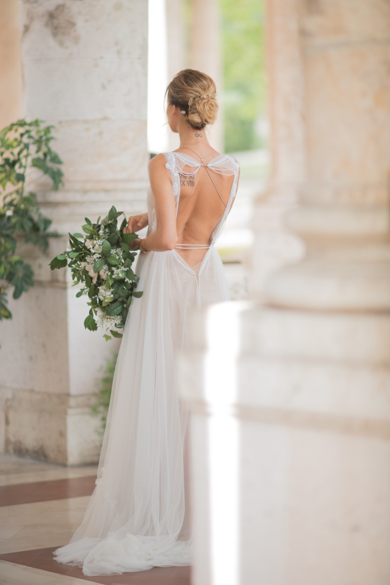 Woman Wedding Dress Back