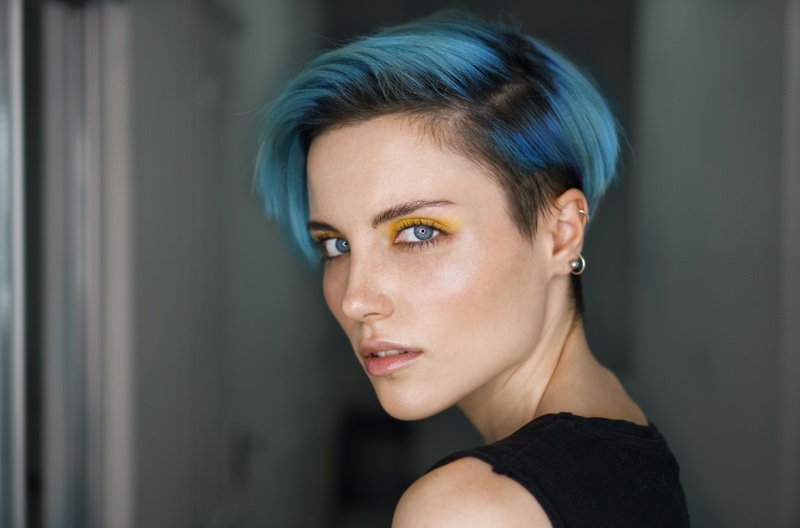 Blue Short Pixie Hair Color