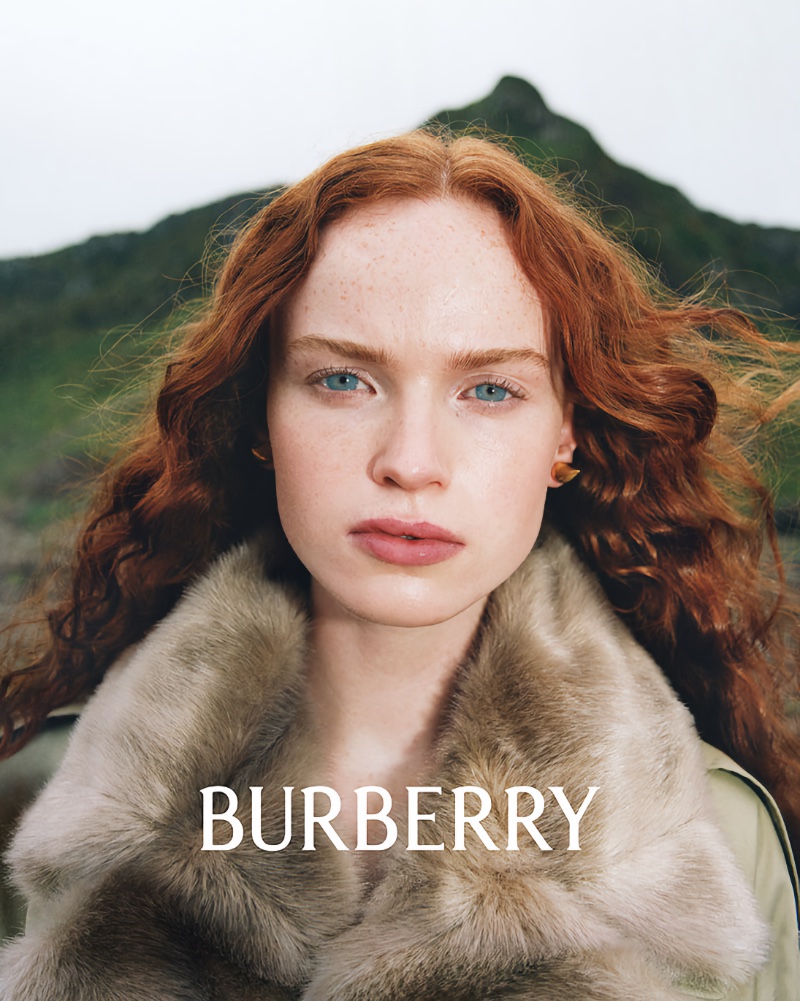 Faux fur accents stand out in the winter 2023 campaign from Burberry.