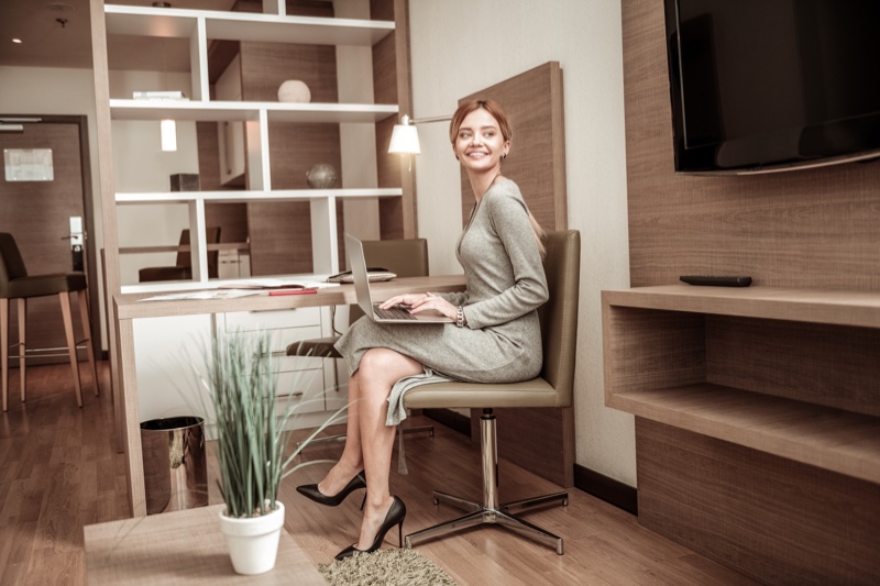Business Woman Wood Office
