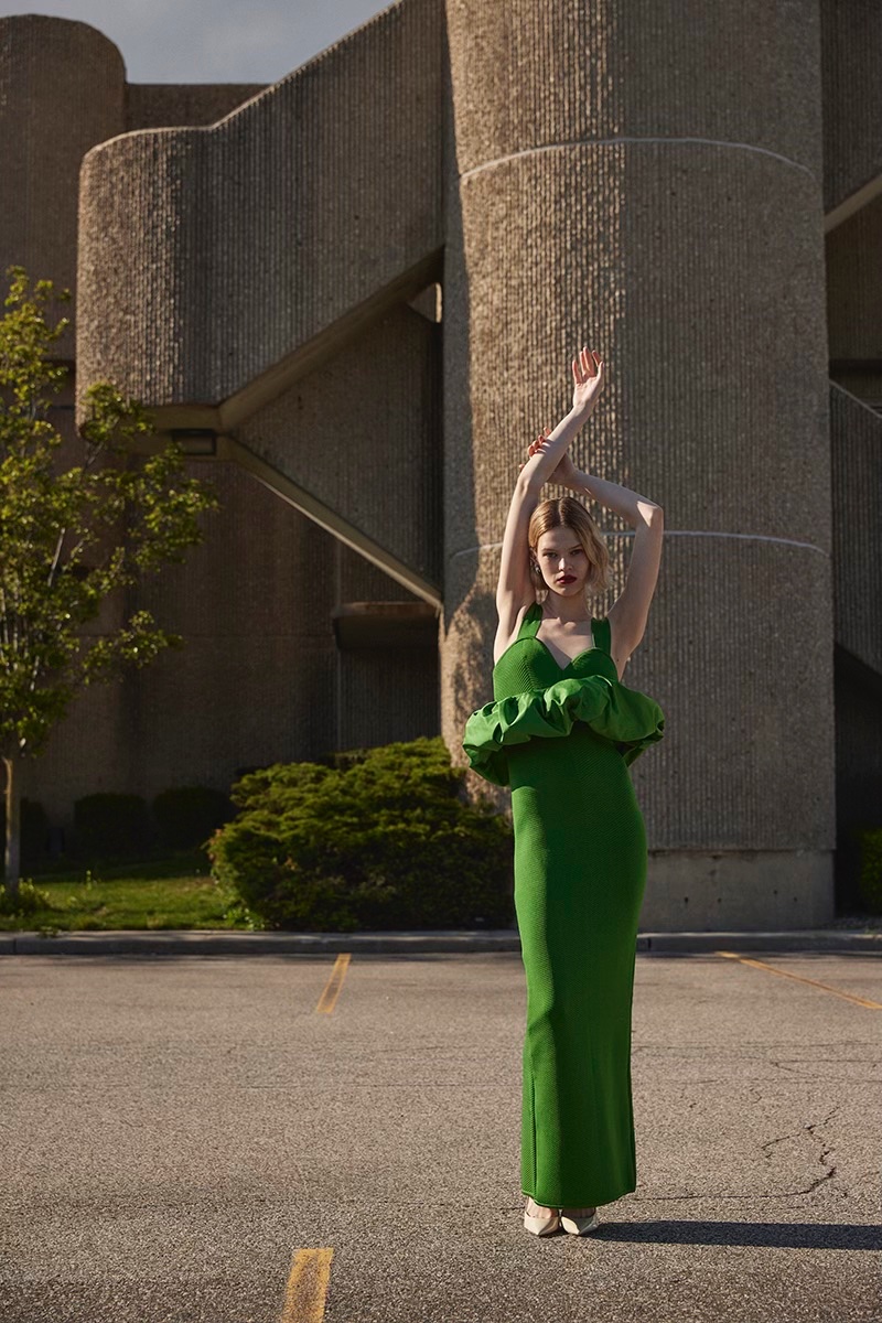 Herve Leger Green Dress Pre-Fall 2023