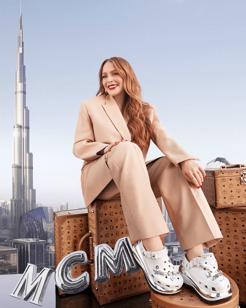 Lindsay Lohan MCM Crocs Shoes 2023