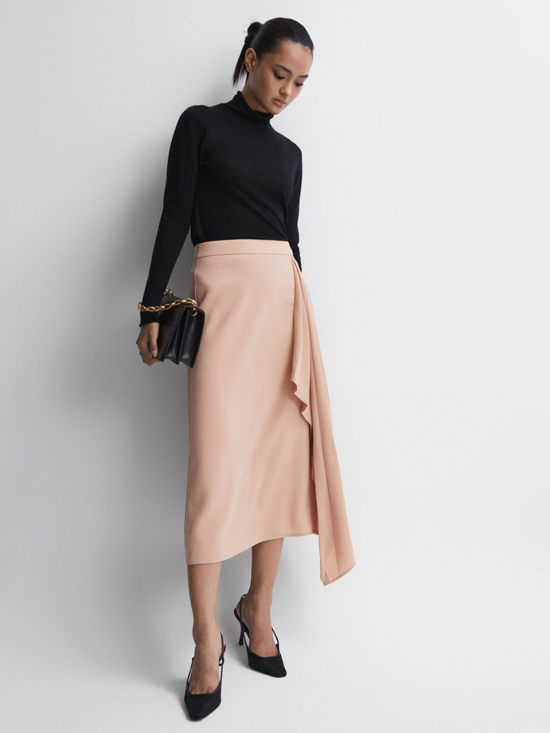 Long Sleeve Top Midi Skirt Work Capsule Wardrobe Reiss
