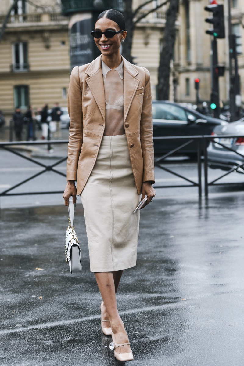 Neutral Jacket Skirt Monochrome Outfits