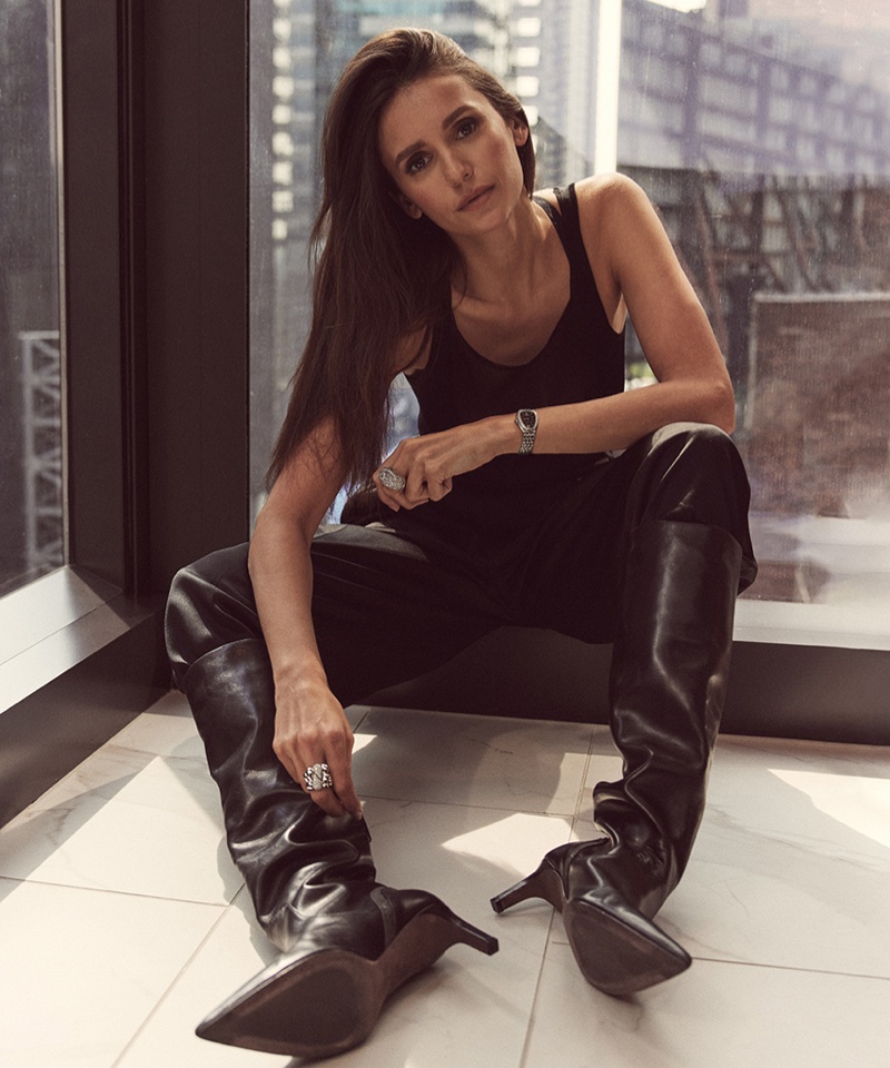 Nina Dobrev Black Outfit DuJour Magazine 2023