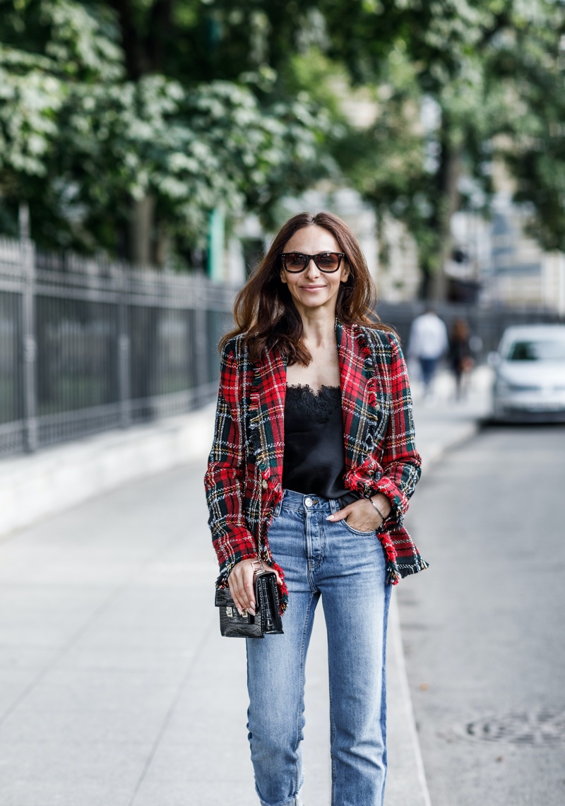 Plaid Blazer Jeans Casual Work Outfits
