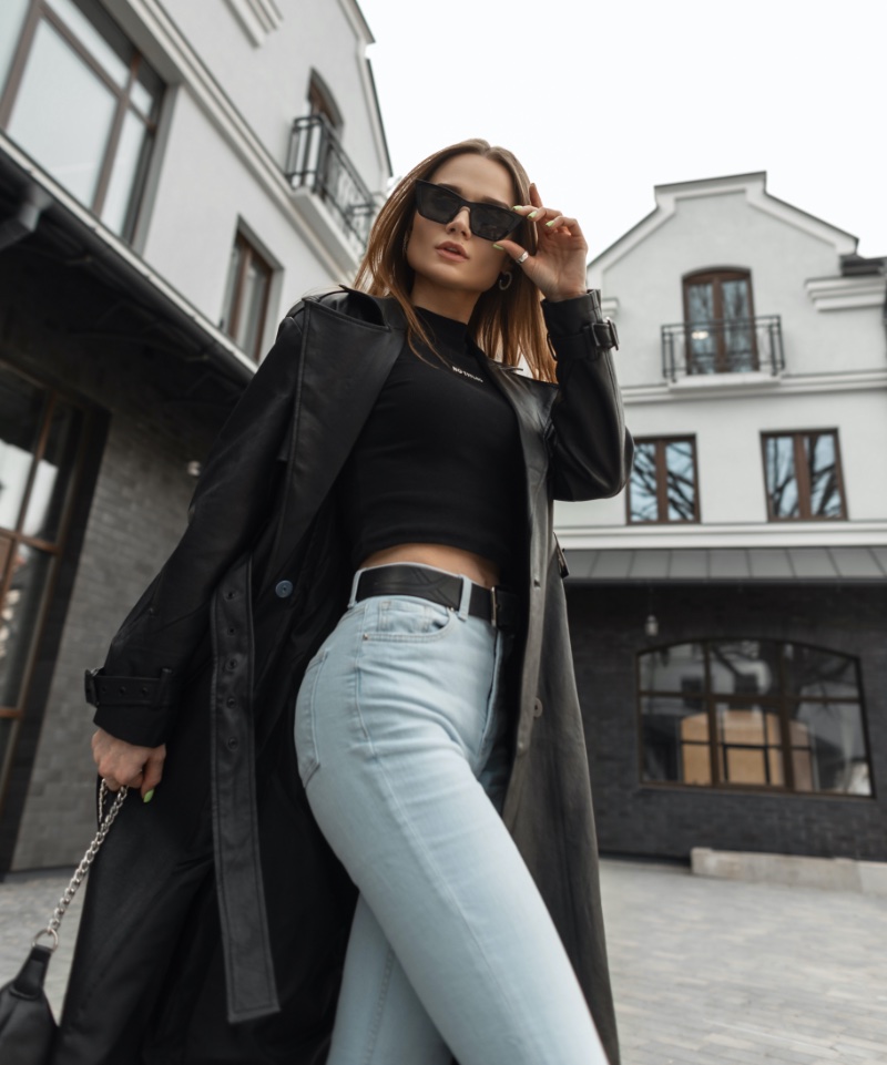 Street Style Woman High Waist Jeans Coat