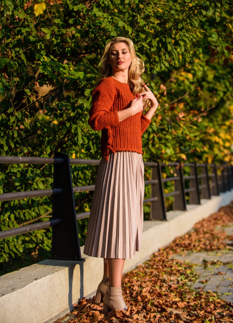 Sweater Pleated Skirt Women