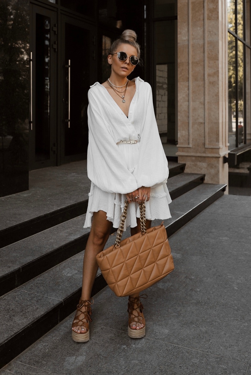 Top Skirt Neutral Accessories All White Outfits