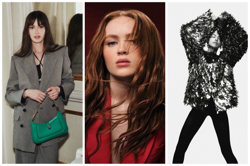 Week in Review: Anne Hathaway for Bulgari fall 2023 accessories campaign, Sadie Sink for Armani Beauty, and Irina Shayk in Isabel Marant fall 2023 campaign.