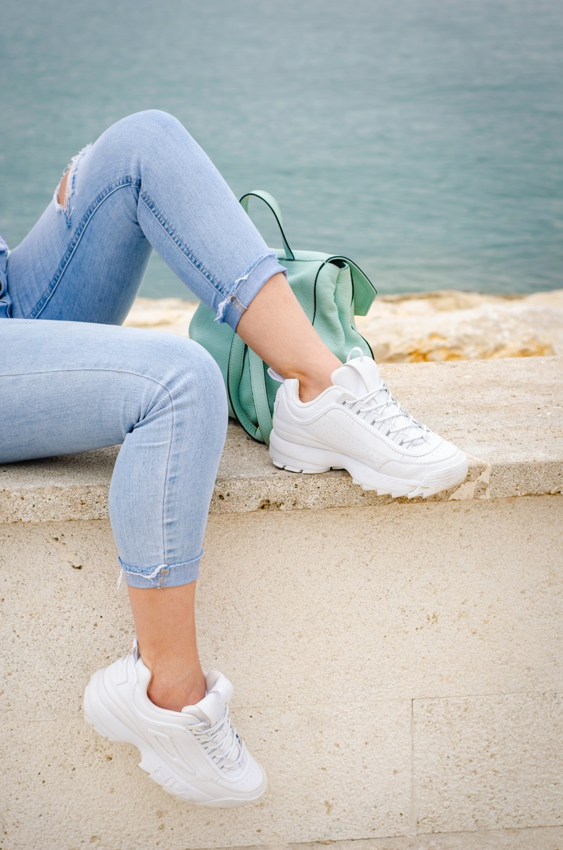 White Chunky Sneakers Concert Shoes