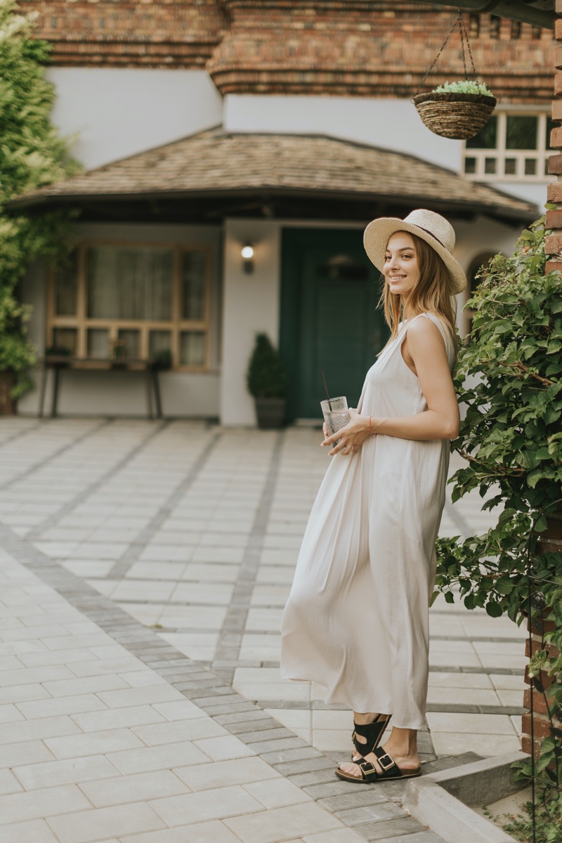 White Jumpsuit Hat Garden