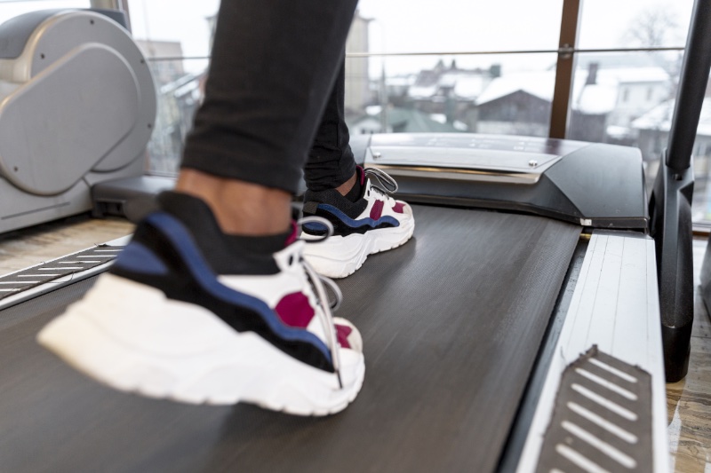 Woman Running Shoes Treadmill