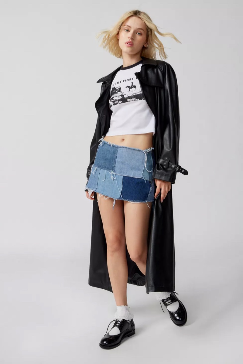 Baby Tee Denim Skirt What Wear 90s Party UO