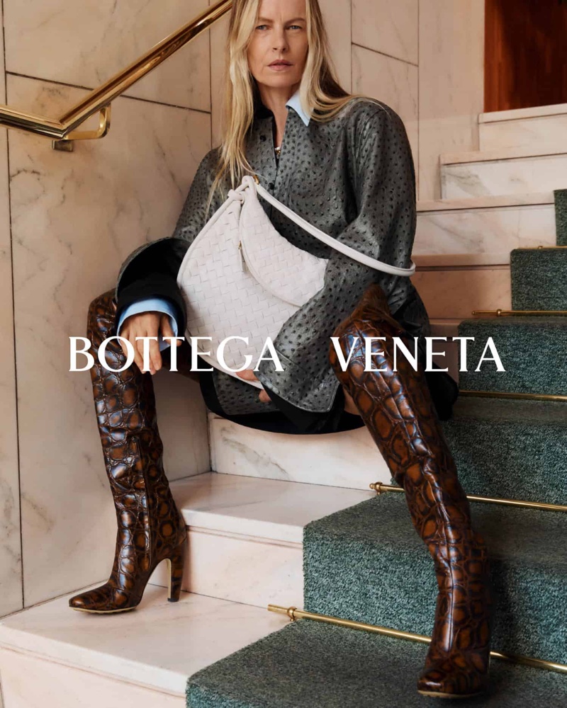 Emma Balfour strikes a pose in Bottega Veneta winter 2023 campaign.