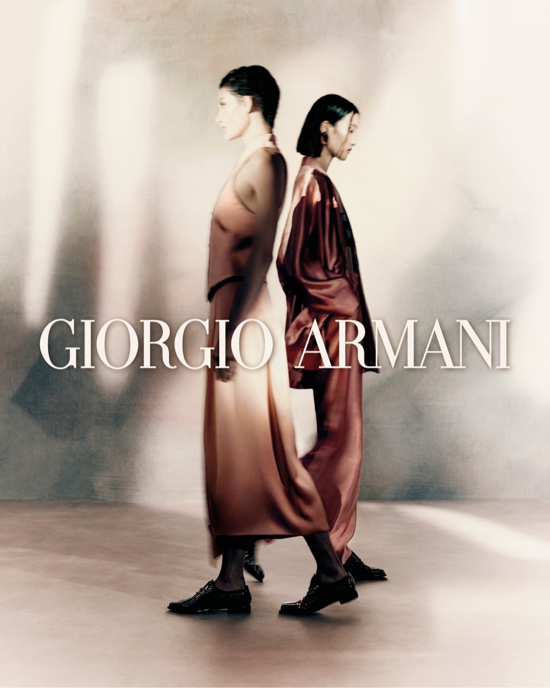 The season's soft tones spotlighted in the Giorgio Armani fall 2023 campaign.