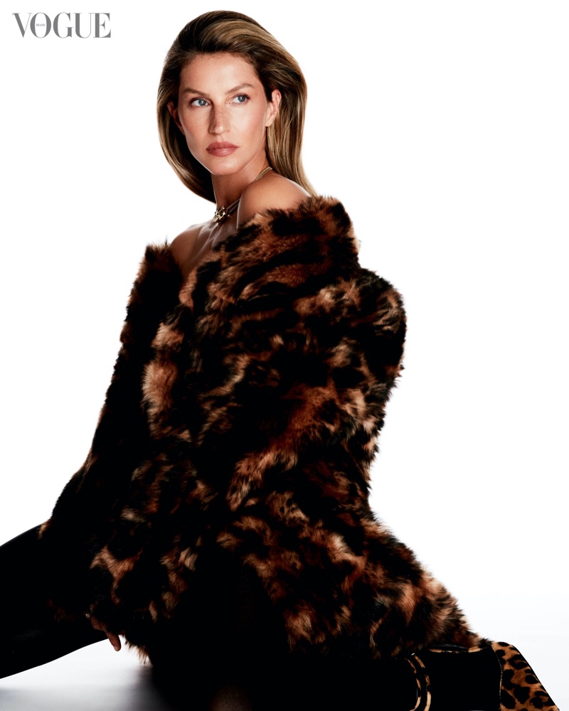 Gisele Bundchen Vogue Brazil Faux Fur Coat 2023