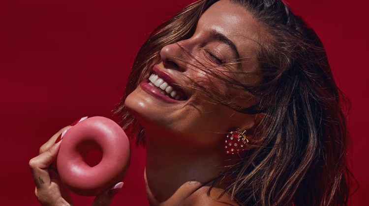 Hailey Bieber Glows in Rhode Strawberry Glaze Lip Treatment