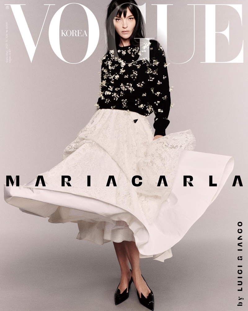 Mariacarla Boscono Wows in Prada for Vogue Korea Cover