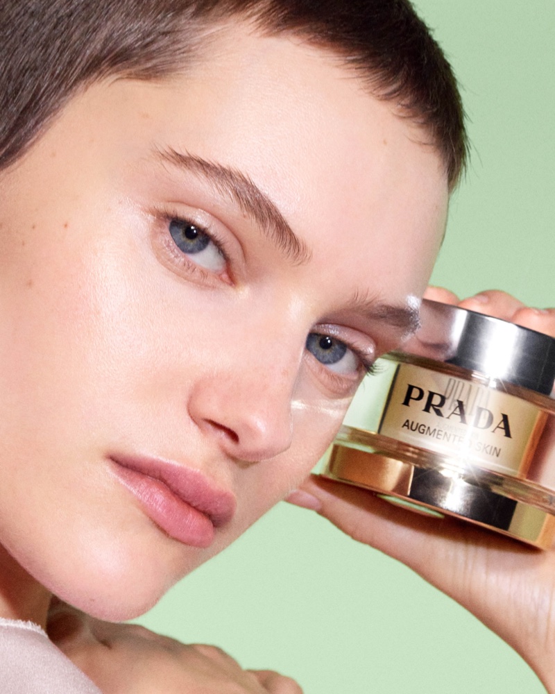 Greta Hofer poses with Prada Skin collection.