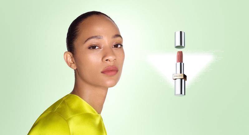Selena Forrest shines in Prada's launch for its beauty line.