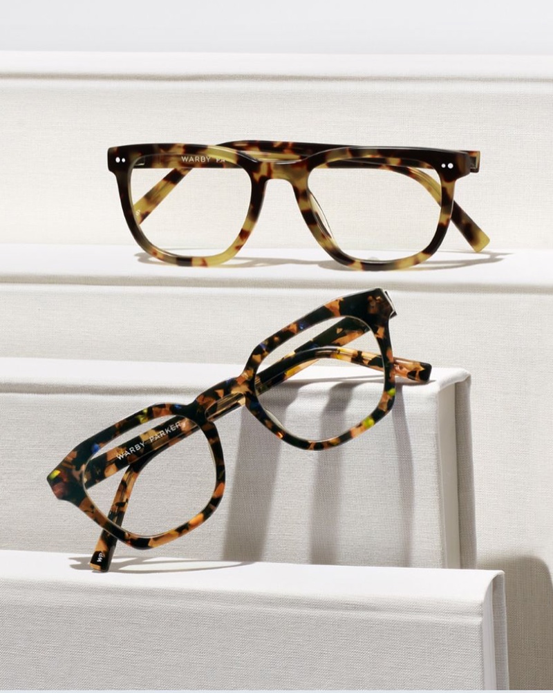 Discover Warby Parker's Toni in Cider Tortoise (top) and Rufus in Amalfi Tortoise (bottom).