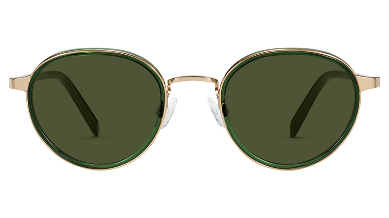 Warby Parker Nestor Sunglasses in Nori Crystal with Polished Gold $195