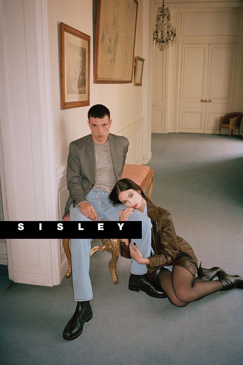 Deva Cassel poses alongside Luka Isaac in Sisley's chic fall-winter attire.