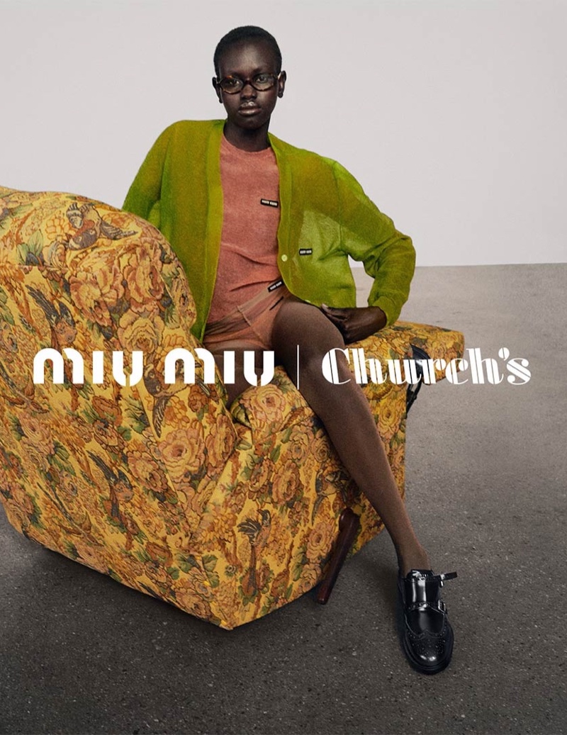 Step into elegance and comfort with the Church's x Miu Miu 2023 collection's sporty rubber soles.