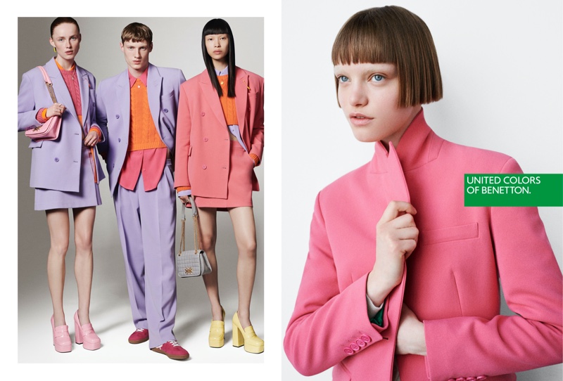 Benetton focuses on pastels and suit separates for its fall-winter 2023 campaign.