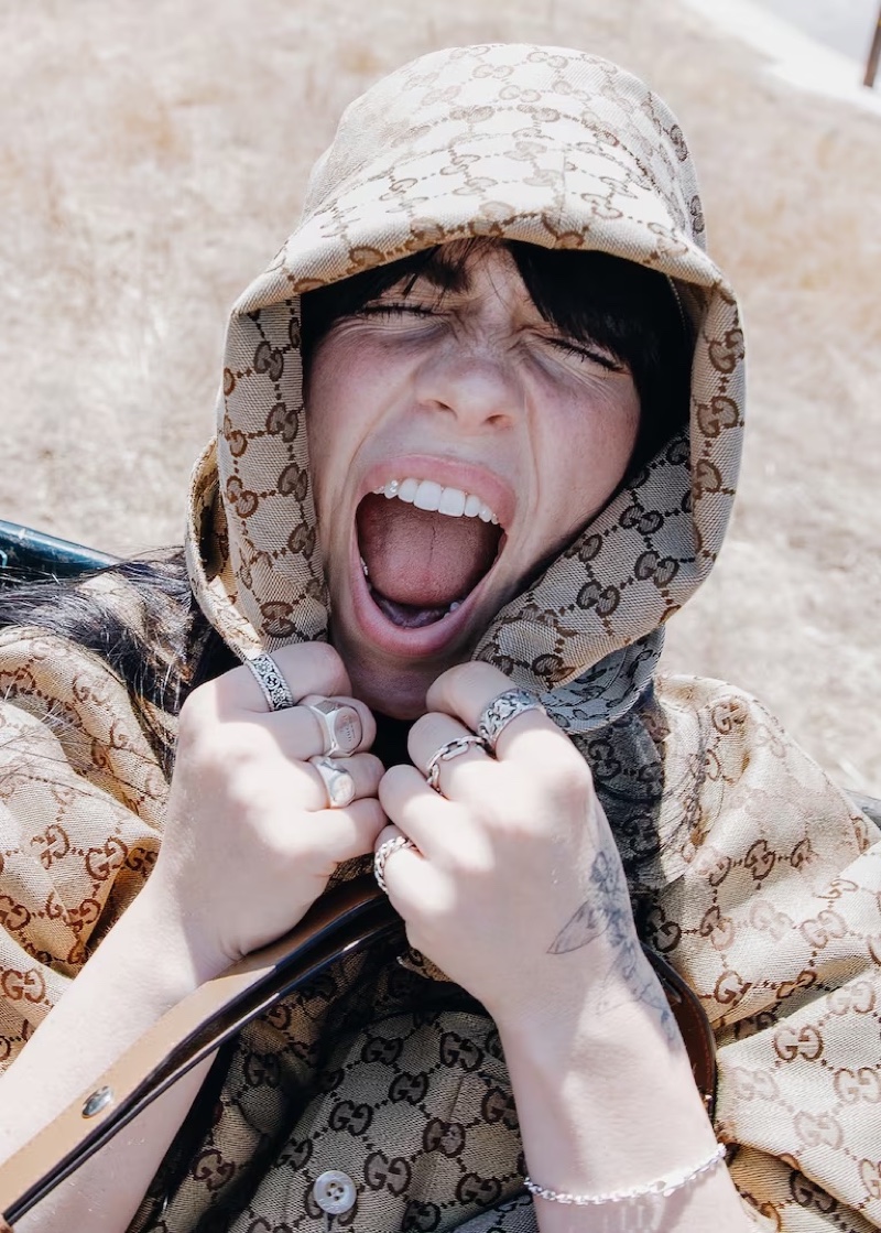 Singer Billie Eilish gets expressive in a new Gucci ad.