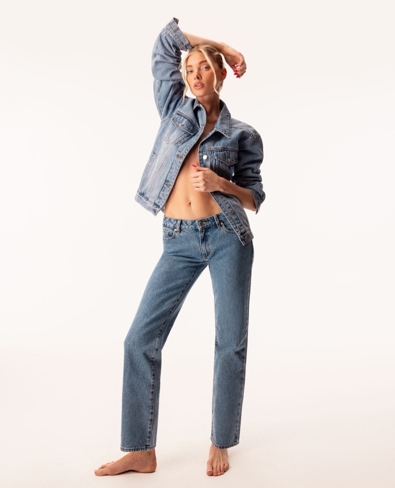 Elsa Hosk rocks a slouch denim jacket from Abrand Jeans, making it the must-have piece for fall.
