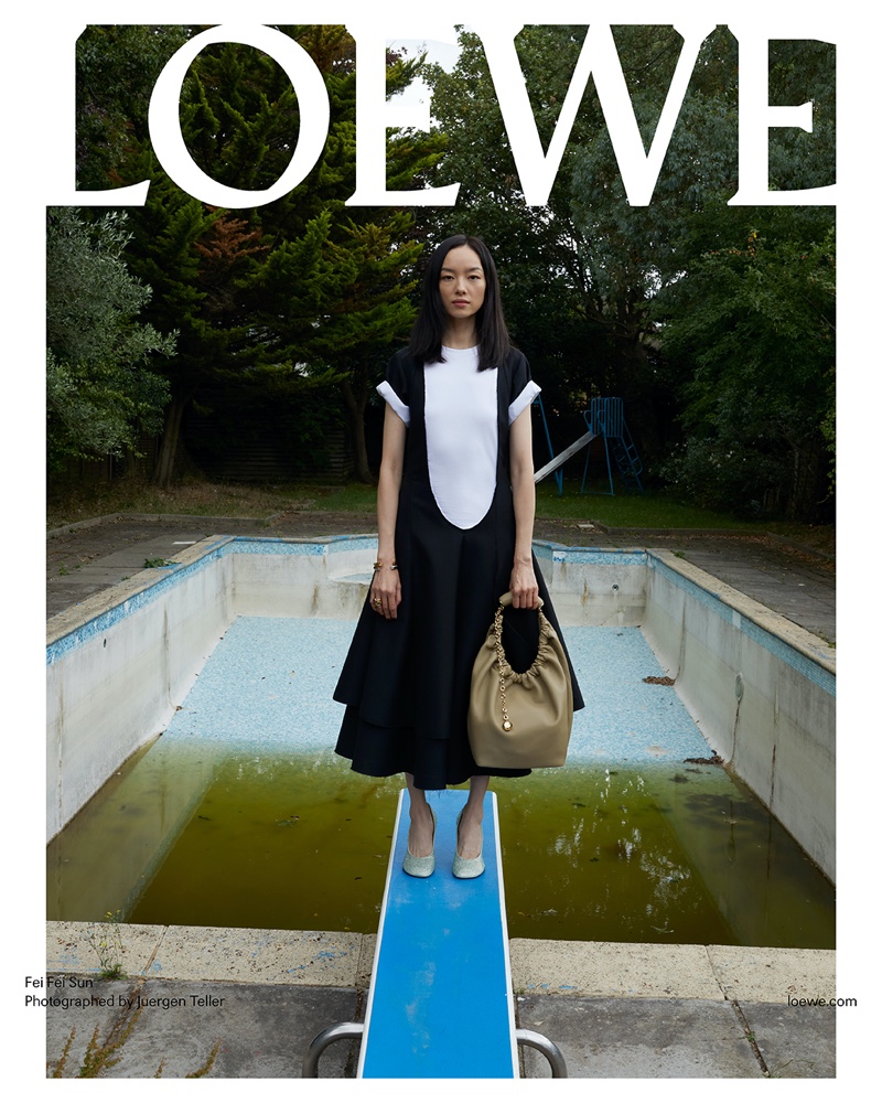 Model Fei Fei Sun takes the spotlight for LOEWE pre-spring/summer 2024 ad campaign.