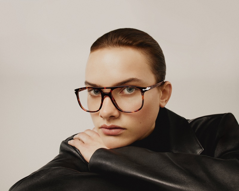 The Persol fall 2023 campaign spotlights eyewear with dynamic shapes.