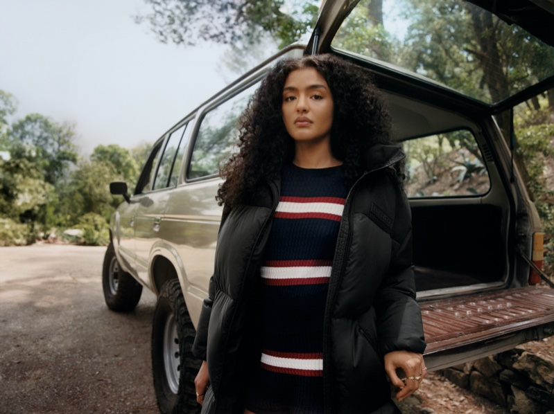 Ama Elsesser wears cold-weather style with Tommy Hilfiger's New York Puffer in black.