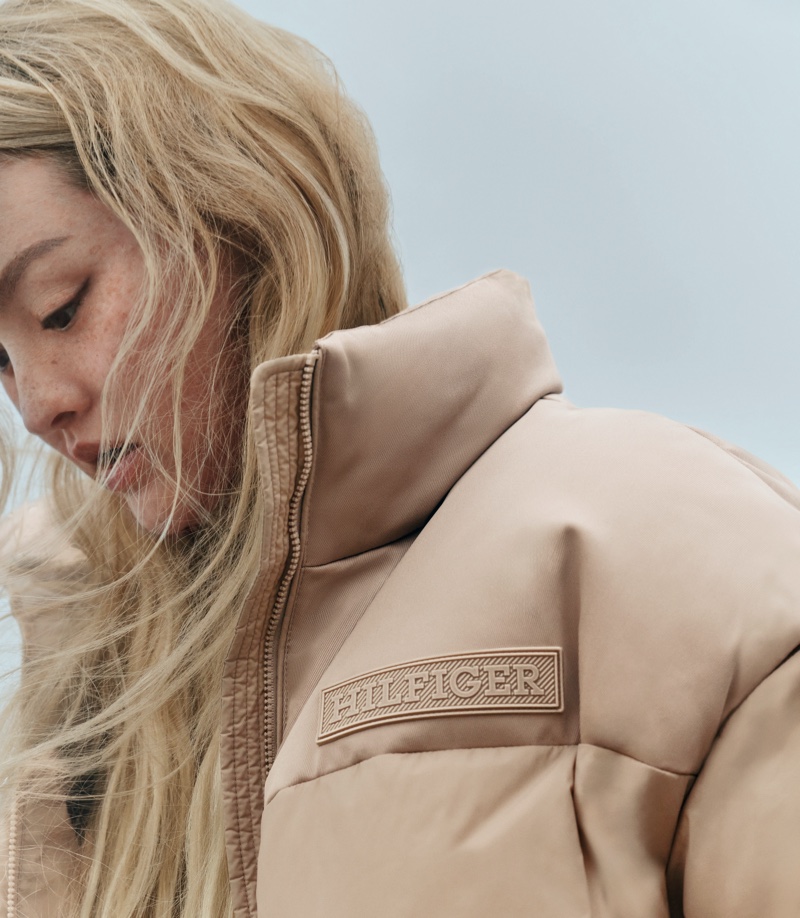 Devon Aoki poses in Malibu wearing Tommy Hilfiger's puffer jacket.